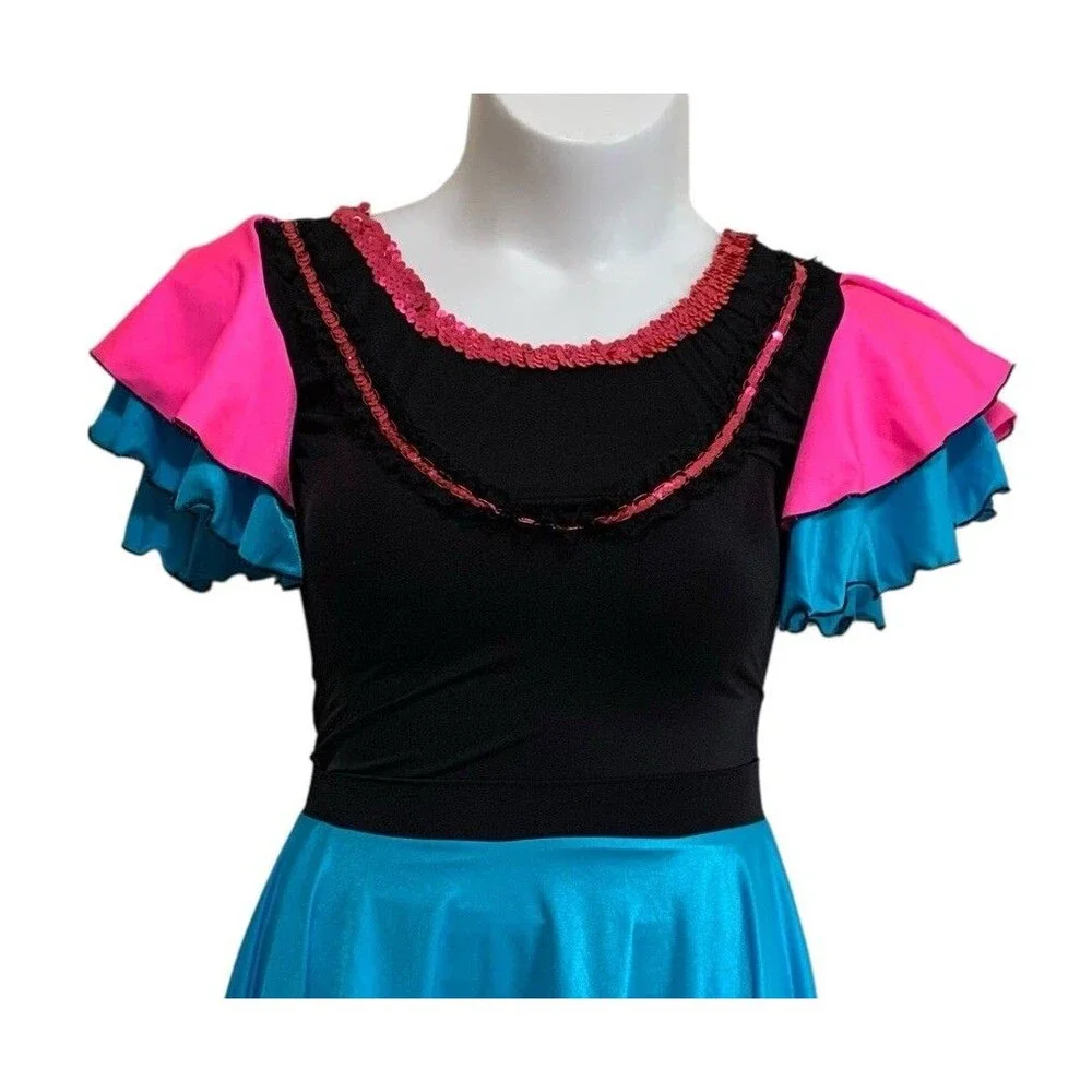 Dancer Costume Gypsy Spanish Folklorico 2-Pc Girls XL Performance